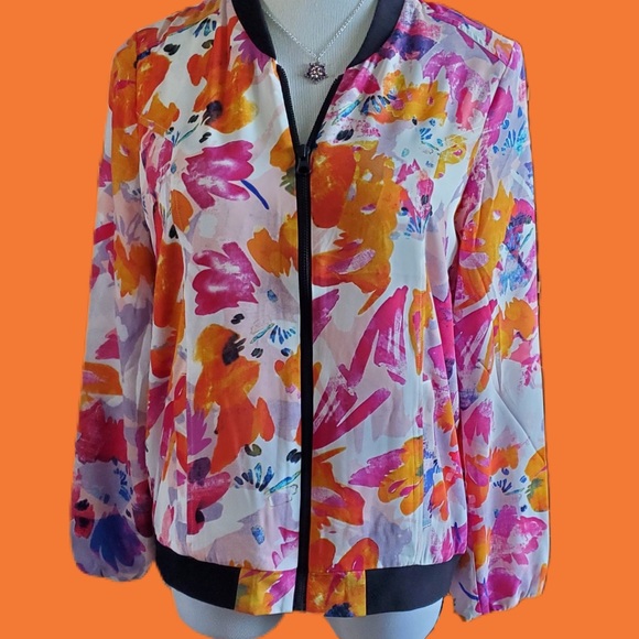 NYDJ Womens Floral Print Bomber - Picture 4 of 8